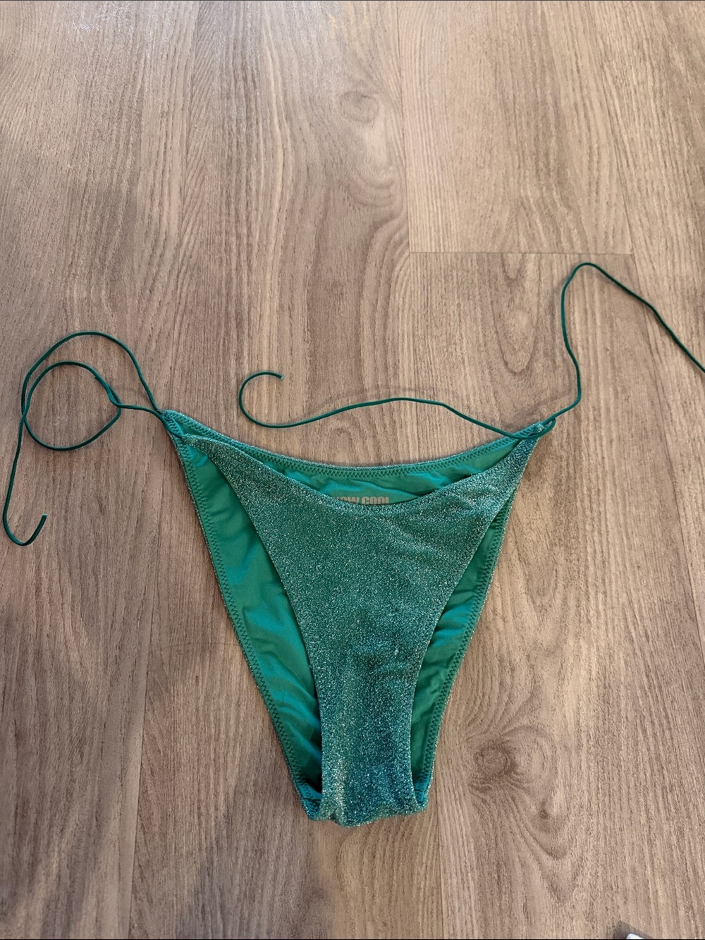 Green Sparkle Tie-Side Bikini Bottom